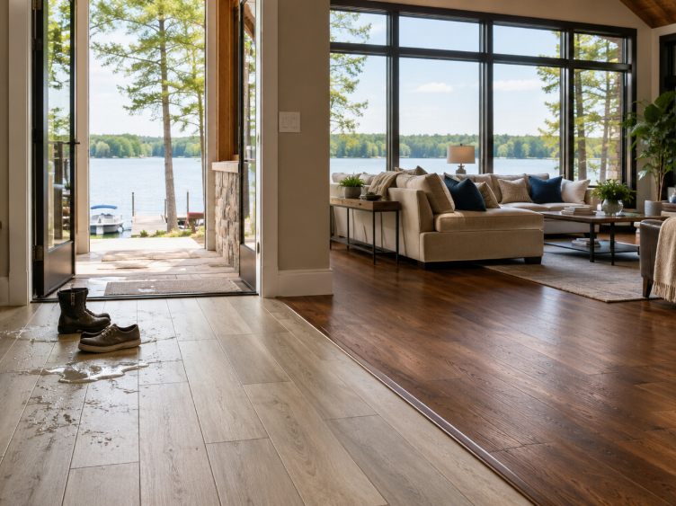 Lakefront home with new waterproof flooring installed